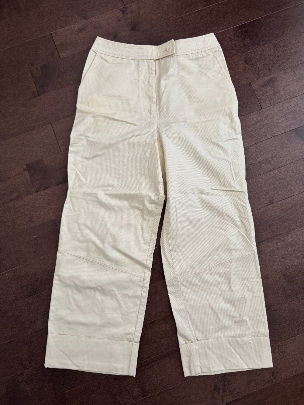 Mango Cropped Wide-Leg Pants Size XS (Cream Beige)